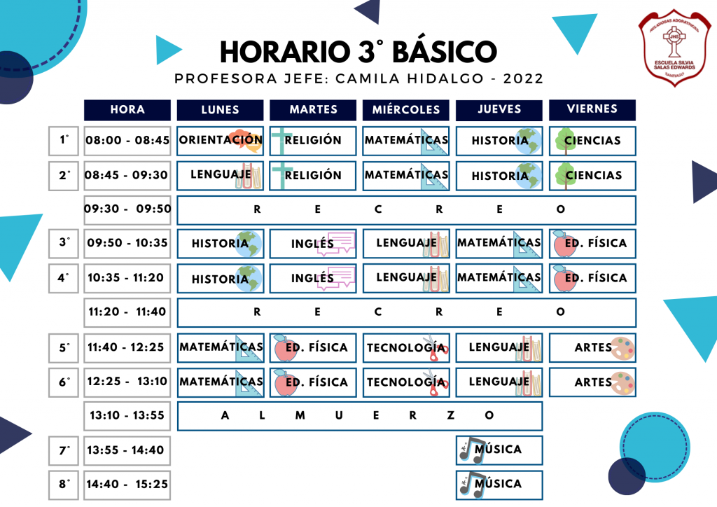 HORARIO 3RO BÁSICO - 2022